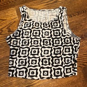 PACSUN groovy black and white crop top